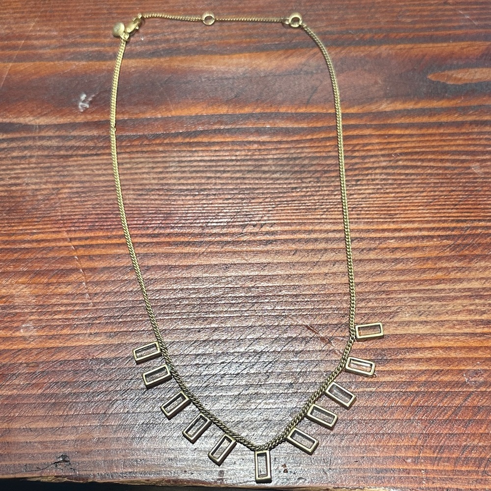 Madewell Goldtone Square Glass Charm Chain Necklace 21" Signed